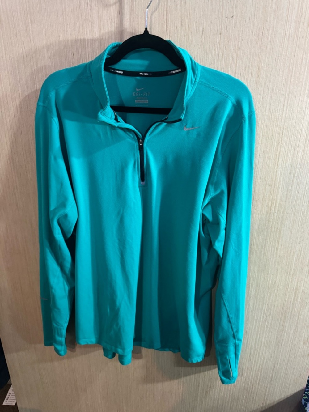 Mens Nike Running Teal/Turquoise Dri-FIT Quarter-Zip Jacket Size Large